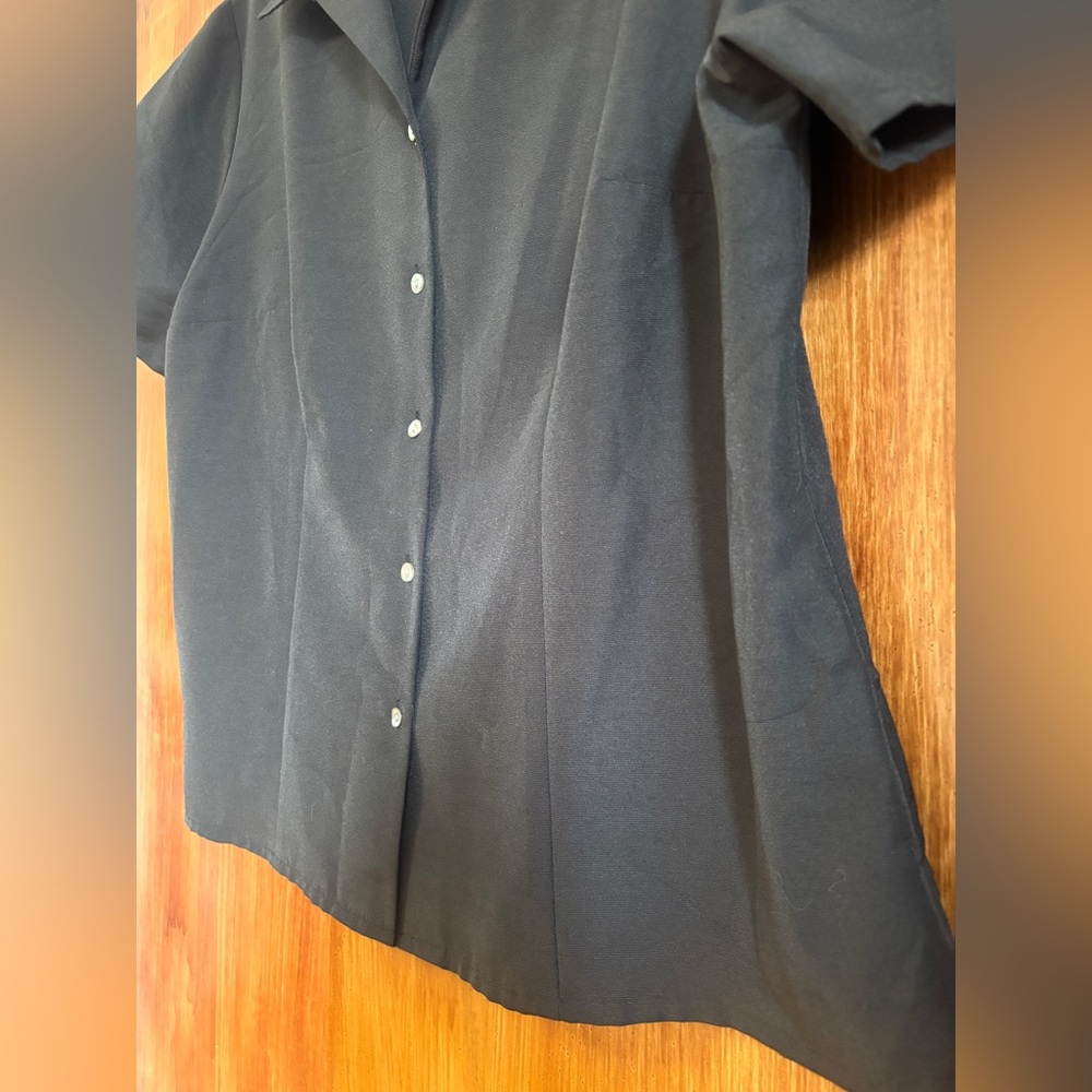EUC Vintage Laura Scott Button-Down Short-Sleeve Black Shirt | Women’s Plus 20W - Picture 4 of 16